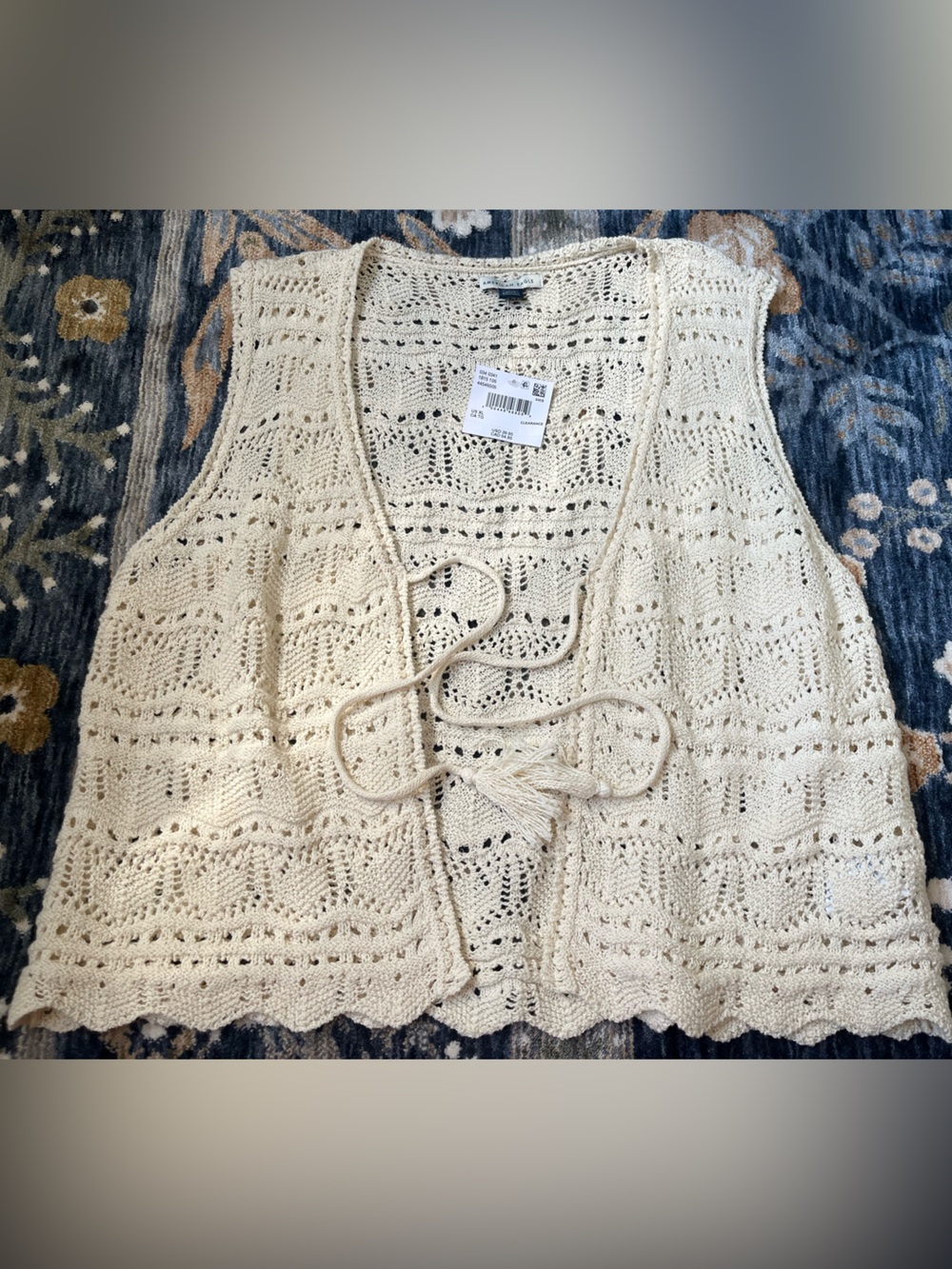 NWT American Eagle Tie Front Sweater Vest SZ XL
